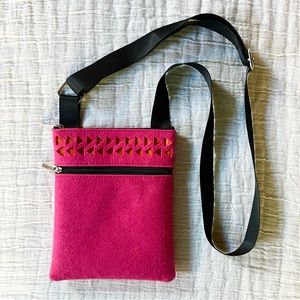 Unique Boutique Hot Pink / Orange Felt Crossbody Bag